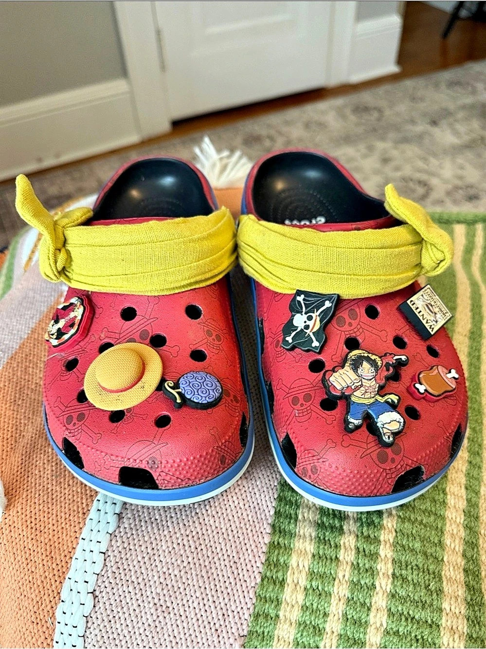 Crocs Classic Clog One Piece Monkey D Luffy Red & Yellow Girls US 6/8